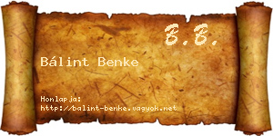 Bálint Benke névjegykártya